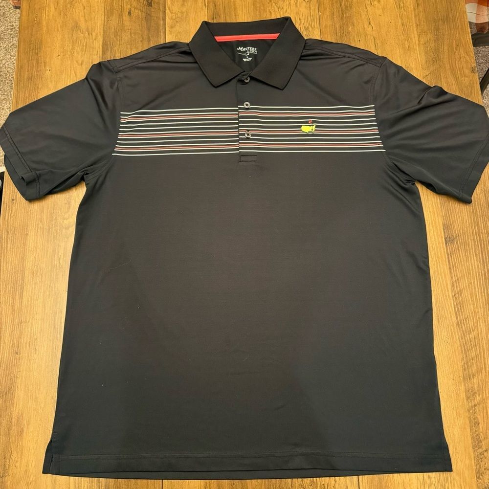 Masters Master Tech Black Polo w/ Red and White Stripes Size Large